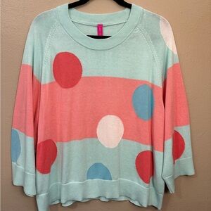 NWT Zaket & Plover Polka Dot Stripe Celeste Preppy Sweater Women’s Size Large
